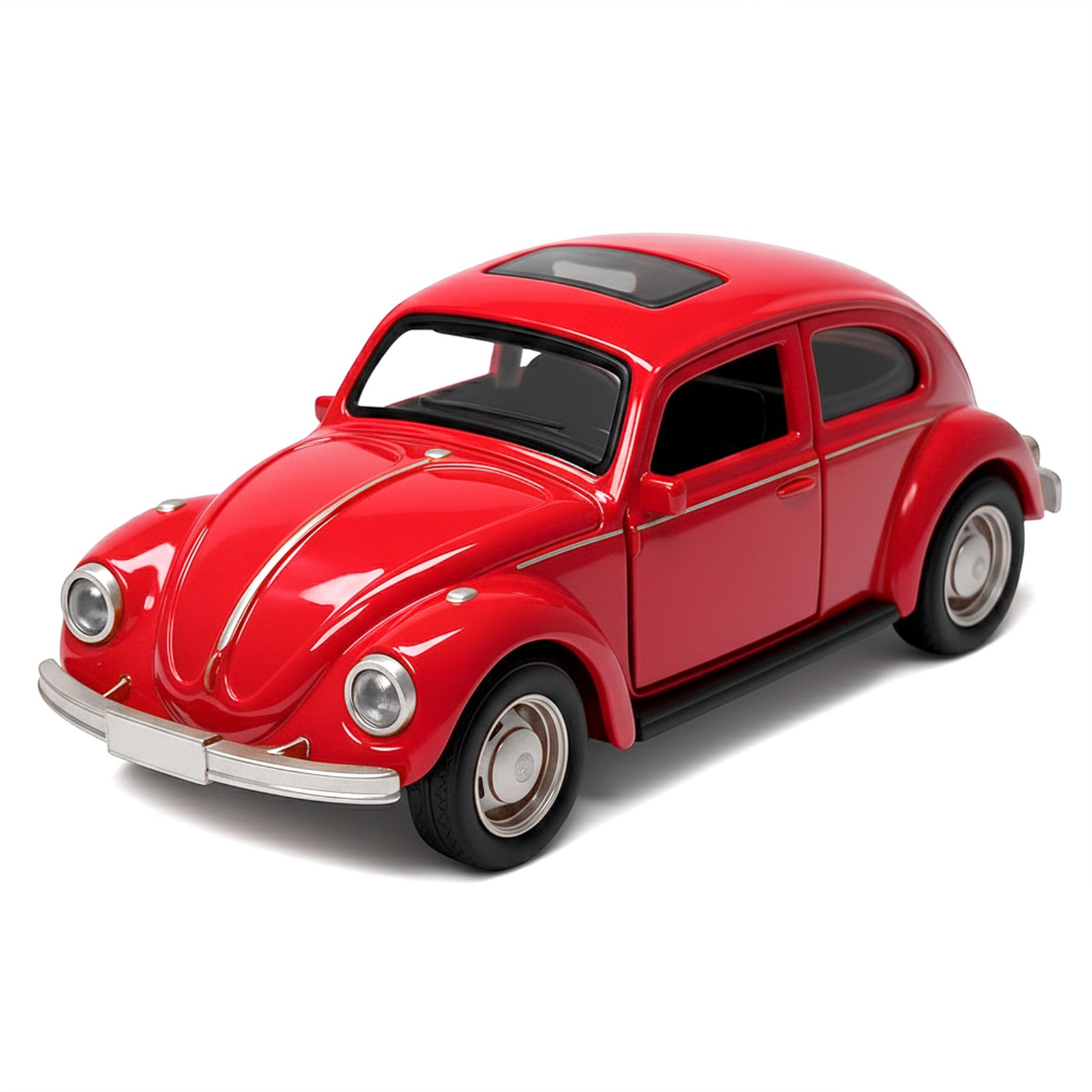 Classic Vintage Red Beetle-Style Die-Cast Toy Car