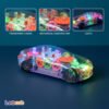 leocub transparent led gear racing car – bump & go toy