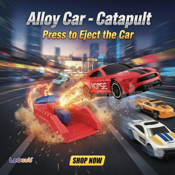 leocub die cast ejection vehicle launcher set – 4 metal cars