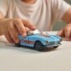 blue vintage die cast racing car toy
