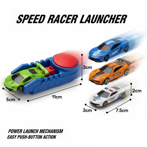 leocub die cast ejection vehicle launcher set – 4 metal cars