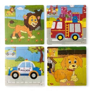 wooden animal jigsaw puzzle set – 4 pack